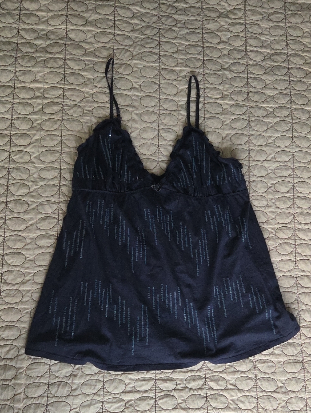 Victorias Secret Flowy Tank - L Navy/gold
